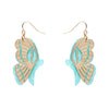 Butterfly Textured Resin Drop Earrings - Mint  -  Erstwilder  -  Quirky Resin and Enamel Accessories