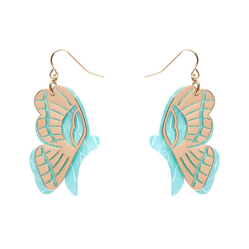 Butterfly Textured Resin Drop Earrings - Mint  -  Erstwilder  -  Quirky Resin and Enamel Accessories