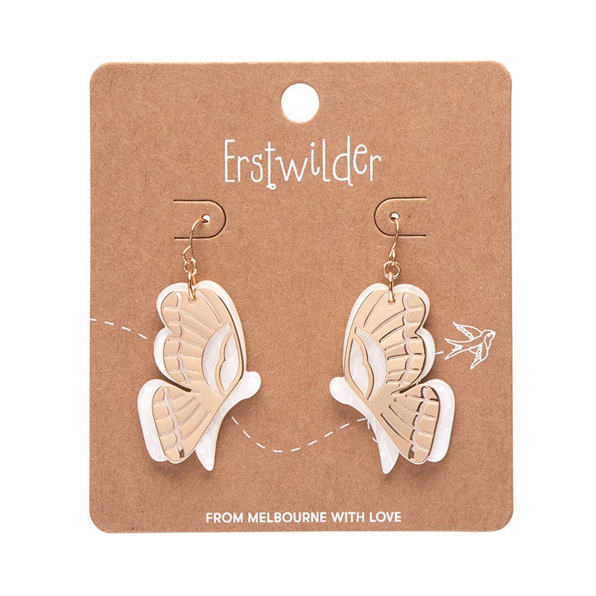 Butterfly Textured Resin Drop Earrings - White  -  Erstwilder  -  Quirky Resin and Enamel Accessories