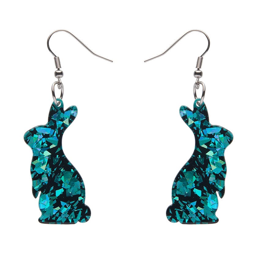 Erstwilder Essentials Bunny Chunky Glitter Resin Drop Earrings - Green EE1007-CG4000