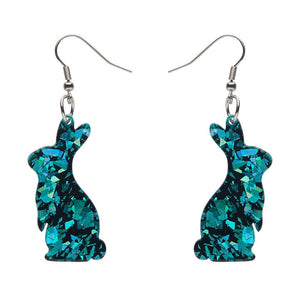 Erstwilder Essentials Bunny Chunky Glitter Resin Drop Earrings - Green EE1007-CG4000
