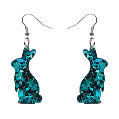 Erstwilder Essentials Bunny Chunky Glitter Resin Drop Earrings - Green EE1007-CG4000