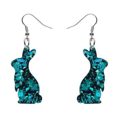 Erstwilder Essentials Bunny Chunky Glitter Resin Drop Earrings - Green EE1007-CG4000