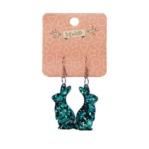 Erstwilder Essentials Bunny Chunky Glitter Resin Drop Earrings - Green EE1007-CG4000
