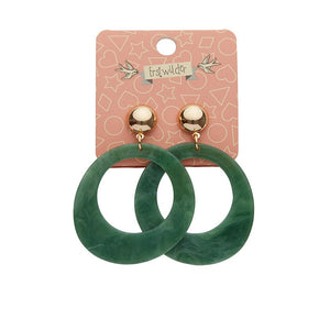 Erstwilder Essentials Statement Marble Resin Circle Drop Earrings - Green AK1EE10