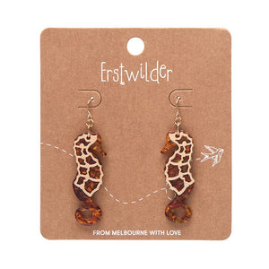 Seahorse Textured Resin Drop Earrings - Orange  -  Erstwilder  -  Quirky Resin and Enamel Accessories