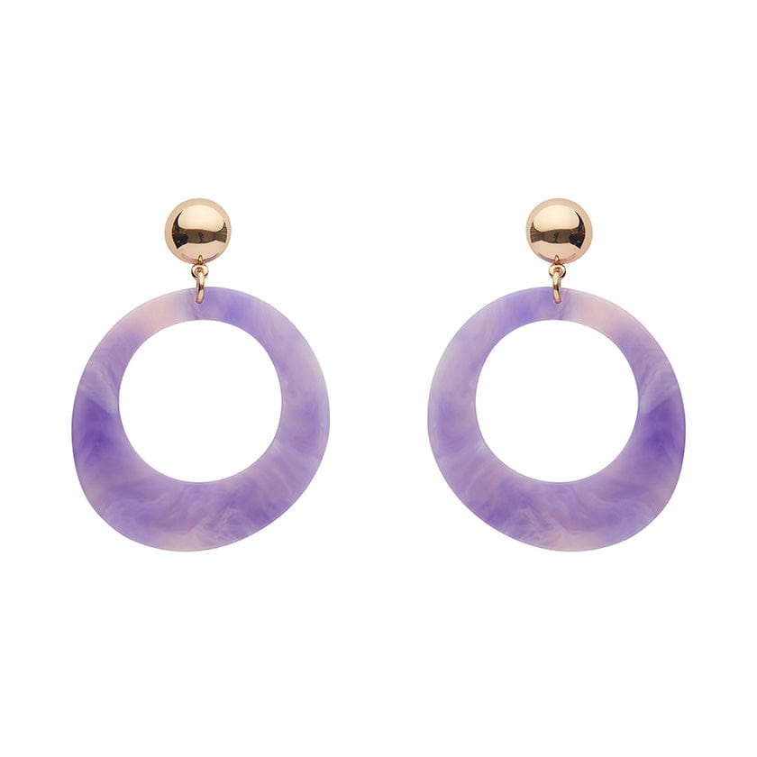 Erstwilder Essentials Statement Marble Resin Circle Drop Earrings - Purple AK1EE09