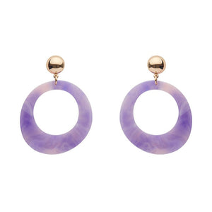 Erstwilder Essentials Statement Marble Resin Circle Drop Earrings - Purple AK1EE09