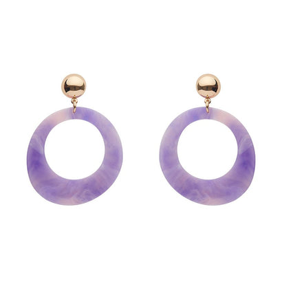 Erstwilder Essentials Statement Marble Resin Circle Drop Earrings - Purple AK1EE09