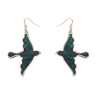 Swallow Ripple Glitter Resin Drop Earrings - Green  -  Erstwilder  -  Quirky Resin and Enamel Accessories