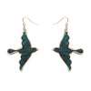 Swallow Ripple Glitter Resin Drop Earrings - Green