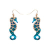 Seahorse Textured Resin Drop Earrings - Blue