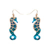 Seahorse Textured Resin Drop Earrings - Blue
