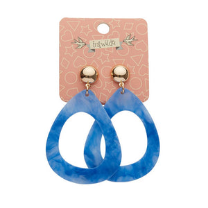 Erstwilder Essentials Statement Marble Resin Tear Drop Earrings - Blue AK1EE05