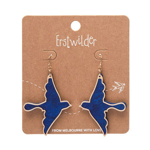 Swallow Ripple Glitter Resin Drop Earrings - Blue  -  Erstwilder  -  Quirky Resin and Enamel Accessories