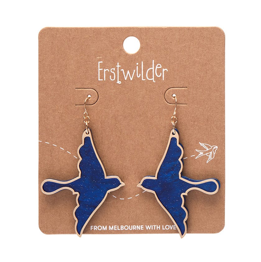 Swallow Ripple Glitter Resin Drop Earrings - Blue  -  Erstwilder  -  Quirky Resin and Enamel Accessories