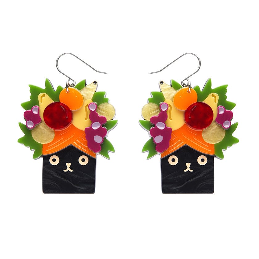 Catmen Miranda Drop Earrings  -  Erstwilder  -  Quirky Resin and Enamel Accessories