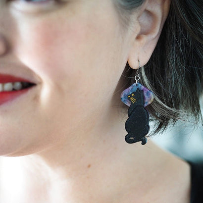 Le Chat Miaule Drop Earrings  -  Erstwilder  -  Quirky Resin and Enamel Accessories