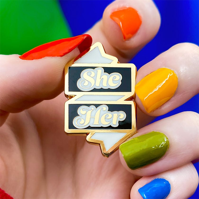 Erstwilder Pride & Joy She/Her Pronoun Enamel Pin AD1EP04