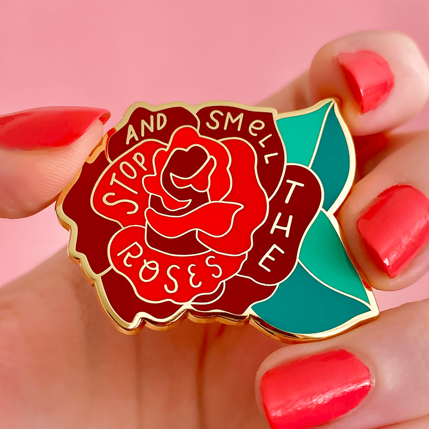Erstwilder Stop and Smell the Roses Enamel Pin AH1EP12