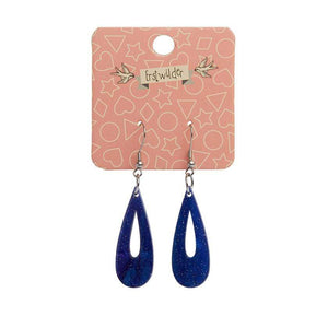 Erstwilder Essentials Rain Drop Ripple Glitter Drop Earrings - Blue EE1016-RG3000