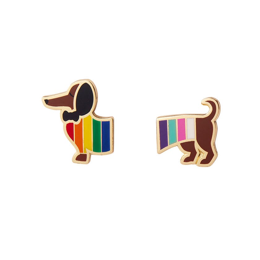 Erstwilder Pride & Joy Spiffy the Supportive Dog Enamel Earrings AD1EG02