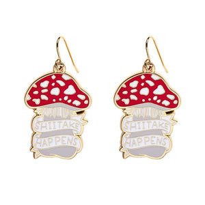 Erstwilder Shiitake Happens Enamel Drop Earrings AH1EG08