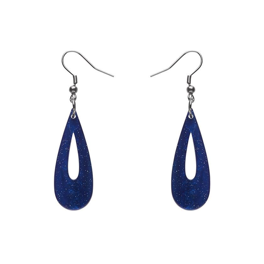 Erstwilder Essentials Rain Drop Ripple Glitter Drop Earrings - Blue EE1016-RG3000