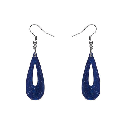 Erstwilder Essentials Rain Drop Ripple Glitter Drop Earrings - Blue EE1016-RG3000