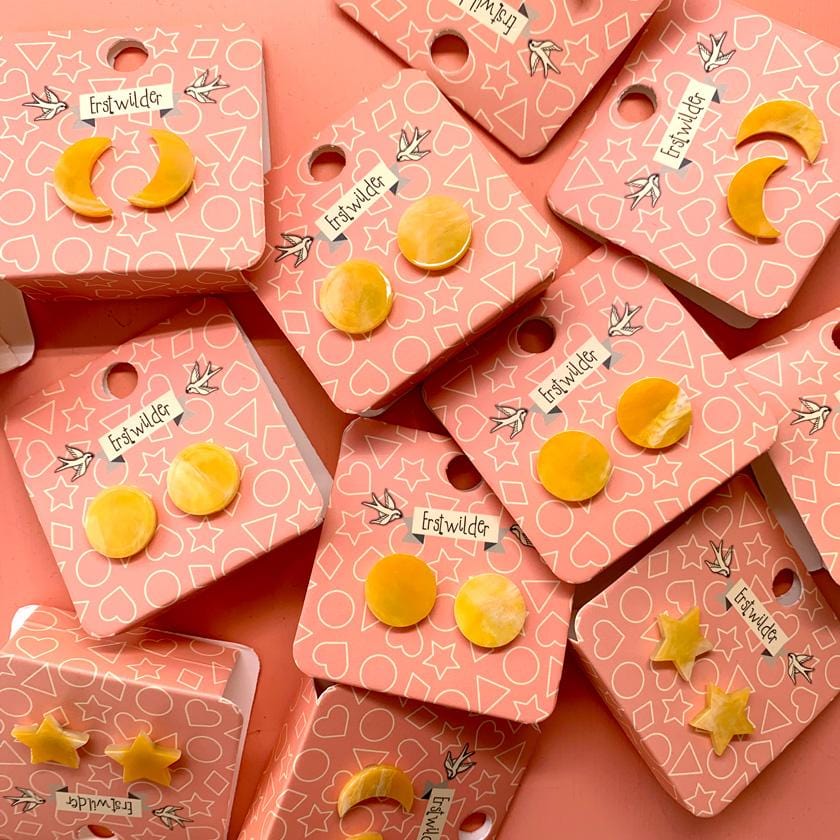 Erstwilder Essentials Circle Marble Resin Stud Earrings - Yellow EE0004-MA6000