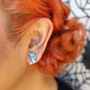 Erstwilder Essentials Crescent Moon Chunky Glitter Resin Stud Earrings - Holographic Silver EE0006-CG0272