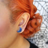Crescent Moon Solid Glitter Resin Stud Earrings - Dark Blue