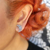 Crescent Moon Glitter Resin Stud Earrings - Silver