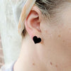 Heart Textured Resin Stud Earrings - Black