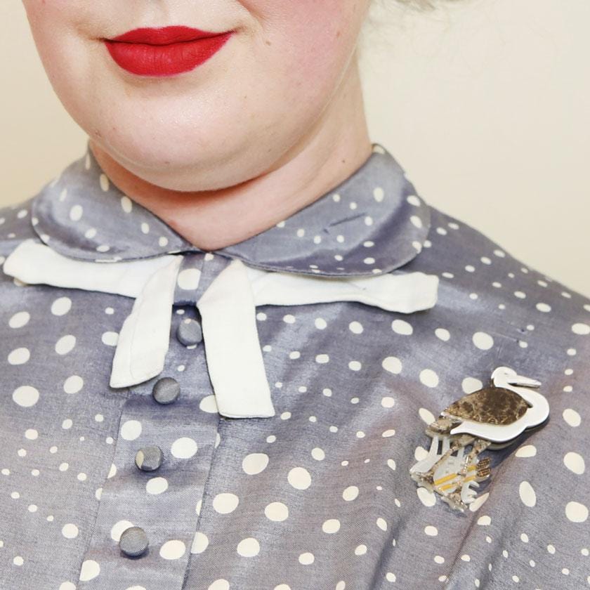 Erstwilder Avian Adore Heron Brooch BH6896-7190