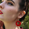 Circle Ripple Resin Drop Earrings -Red