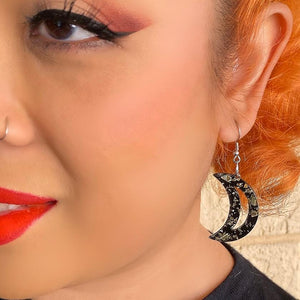 Erstwilder Essentials Crescent Moon Chunky Glitter Resin Drop Earrings - Gold EE1006-CG6500