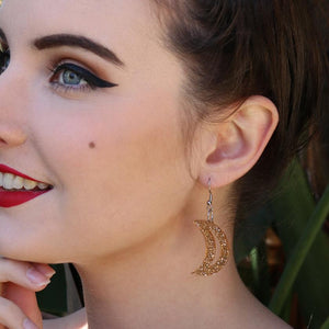 Erstwilder Essentials Crescent Moon Glitter Resin Drop Earrings - Gold EE1006-SG6500