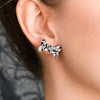 Bones Chunky Glitter Resin Stud Earrings - Silver