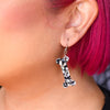 Bones Chunky Glitter Resin Drop Earrings - Silver