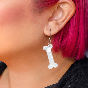 Erstwilder Essentials Bones Textured Resin Drop Earrings - White EE1014-T8000