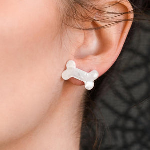 Erstwilder Essentials Bones Textured Resin Stud Earrings - White EE0014-T8000