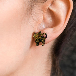 Erstwilder Essentials Cat Chunky Glitter Resin Stud Earrings - Yellow EE0012-CG6000