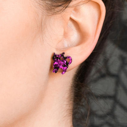 Erstwilder Essentials Cat Chunky Glitter Resin Stud Earrings - Purple EE0012-CG5000