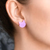 Cat Head Bubble Resin Stud Earrings - Purple