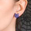 Cat Head Ripple Glitter Resin Stud Earrings - Purple
