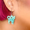Cat Ripple Glitter Resin Drop Earrings - Green