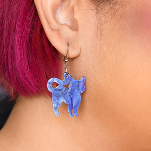 Erstwilder Essentials Cat Ripple Glitter Resin Drop Earrings - Purple EE1012-RG5000