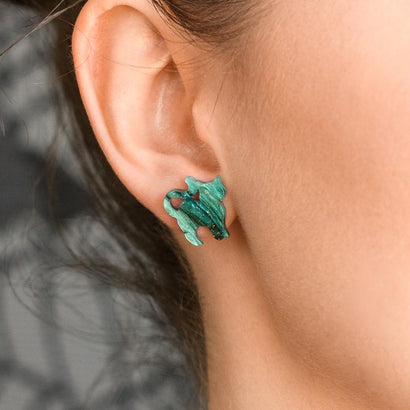 Erstwilder Essentials Cat Ripple Glitter Resin Stud Earrings - Green EE0012-RG4000