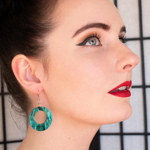 Erstwilder Essentials Circle Ripple Glitter Resin Drop Earrings -Emerald EE1004-RG4100